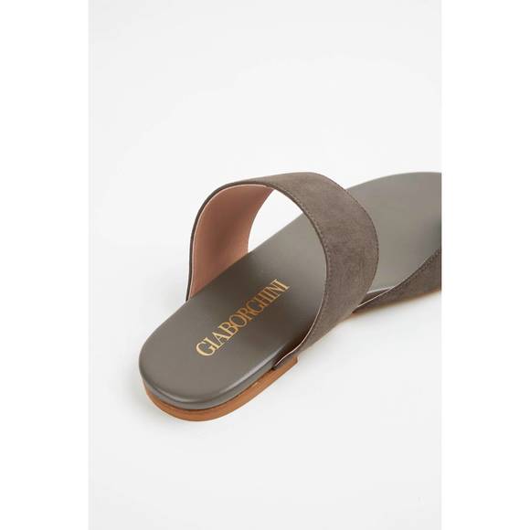 NEW GIA BORGHINI zefiro flat suede sandals in taupe - Picture 4 of 4